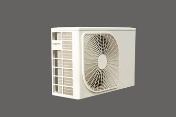 Condensing unit of air conditioning systems on gray background with clipping path.