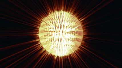 An abstract glowing textured yellow sphere on a black background.