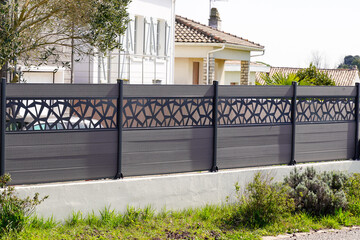 wall grey modern barrier of suburb house design protection view home garden