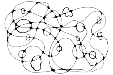 Neurographic lines sketch vector illustration. Abstract chaotic wavy curves pattern. Hand drawn monochrome neuroart