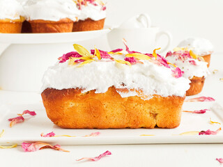 Mini loaf cake with whipped cream