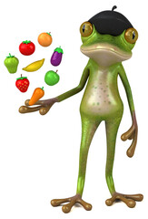 Fun french frog - 3D Illustration