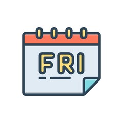Fototapeta premium Color illustration icon for Friday