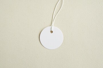 Blank round price tag mockup, circle label mock up, template for design or text presentation.