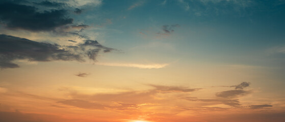 Sunset sky background,Landscape blue sky with clouds nature concept for cover banner background.