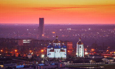 Evening landscapes of one of the cities of Eastern Europe Krivoy Rog, Ukraine before the Russian attack