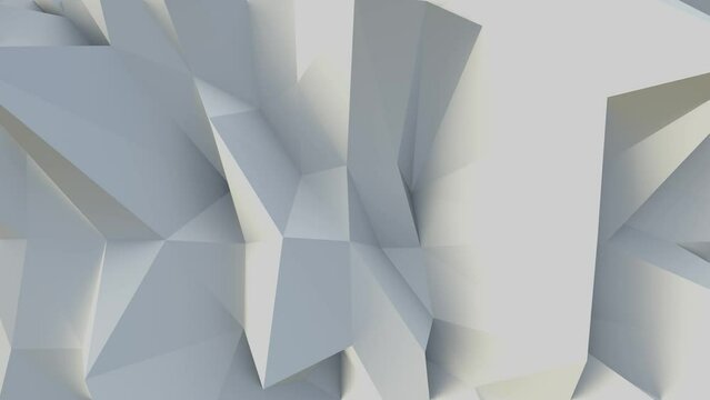 White triangle background. Low polygonal 3d geometric white motion background animation.