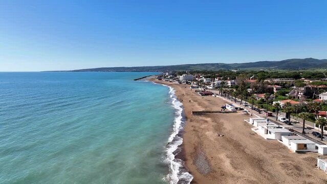 The seafront of Santa Severa, a town near Rome.
Aerial view of the Roman coast. Italy.
