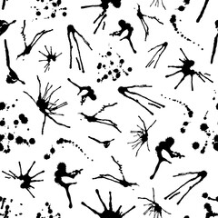 Black Splash silhouette seamless pattern. Abstract art print. Design for paper, covers, cards, fabrics, interior items and any. Vector illustration.