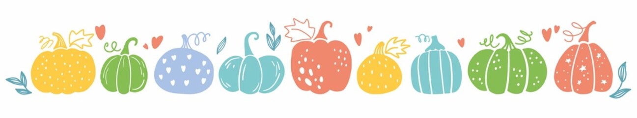 Vector pattern with pumpkins drawn by hand