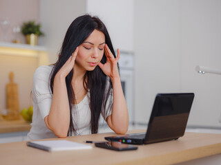 Fototapeta na wymiar Stressed overworked business woman working from home ,