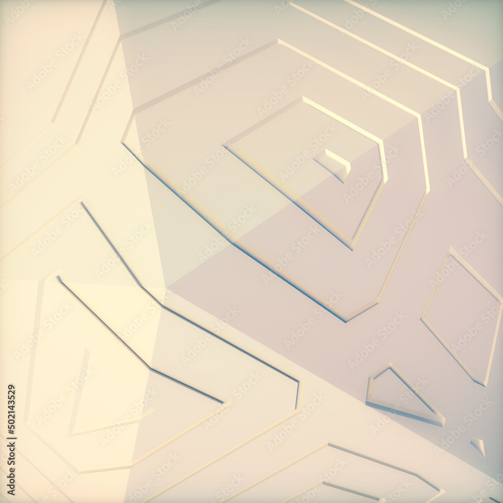 Aufkleber trendy geometric background in white. abstract technology cover. 3d rendering digital illustration