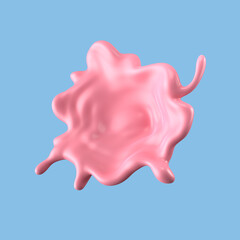 Strawberry milk splashes isolated on background 3d illustration