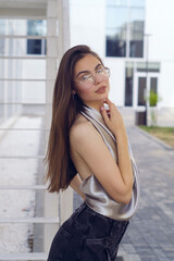 Fototapeta premium Young and sexy long hair woman model smiles