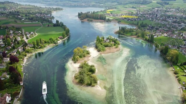 Die Werd-Inseln im westlichsten Teil vom Untersee des Bodensees, zwischen Eschenz und Stein am Rhein