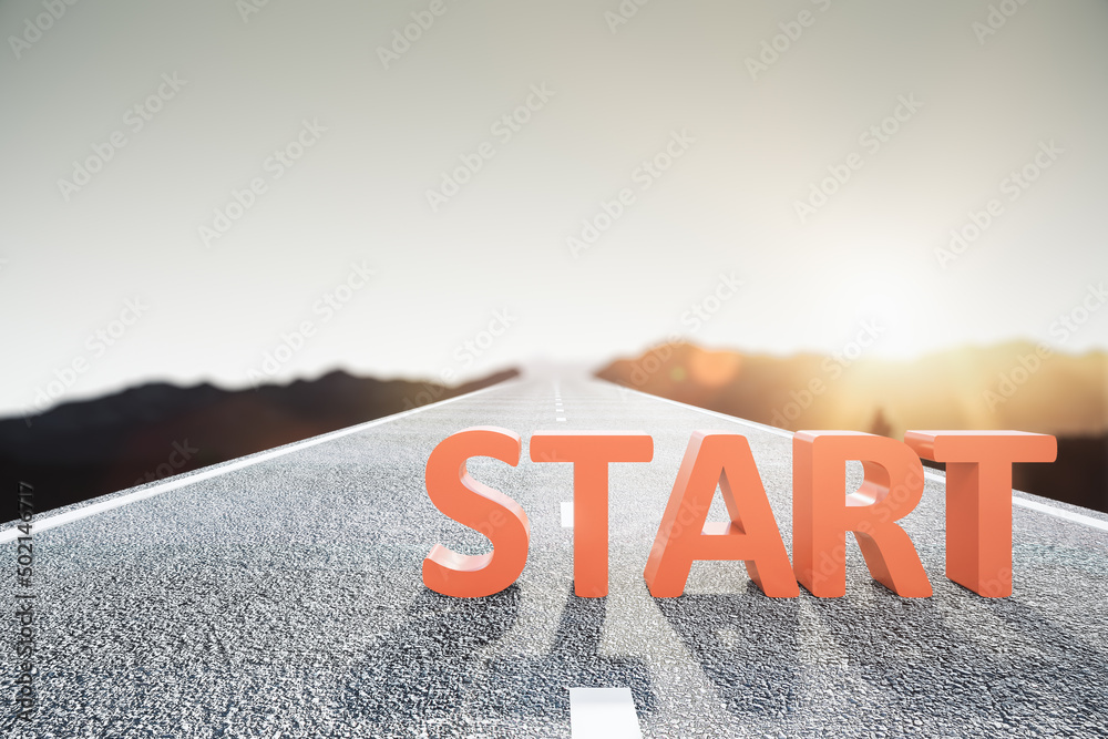 Poster start or career or journey background. 3d rendering.