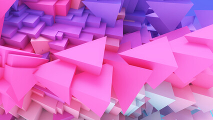 Abstract light pink triangle structure background, geometric background, 3d rendering