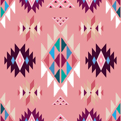 Fototapeta na wymiar Colorful tribal boho mexican geometrical print. Abstract seamless aztec, mayan, navajo, latino pattern Ethnic hipster background indian, american, asian texture. Vector illustration