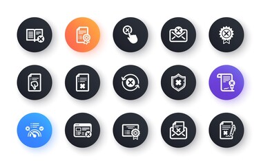 Reject icons. Decline, Cancel and Dislike. Disapprove classic icon set. Circle web buttons. Vector