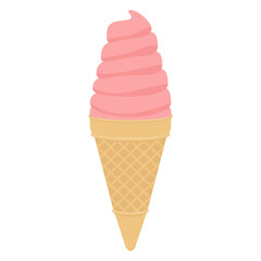 Vector illustration of strawberry soft serve ice cream cone.