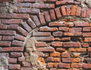 red brick block wall texture old background with copy space