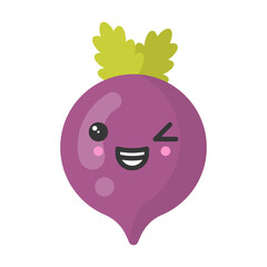 Cute smiling beet, isolated colorful vector vegetable icon
