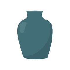 Cartoon blue vase. Colorful ceramic jug. Isolated vector illustration 
