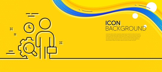 Naklejka na ściany i meble Inspect line icon. Abstract yellow background. Quality research sign. Person verification symbol. Minimal inspect line icon. Wave banner concept. Vector