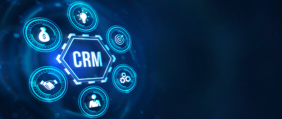 Internet, business, Technology and network concept.CRM Customer Relationship Management. 3d illustration.