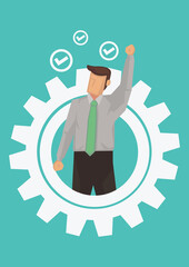 Businessman with gear