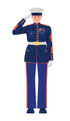 Officer wearing ceremonial dress uniform semi flat color vector character. Standing figure. Full body person on white. Parade simple cartoon style illustration for web graphic design and animation