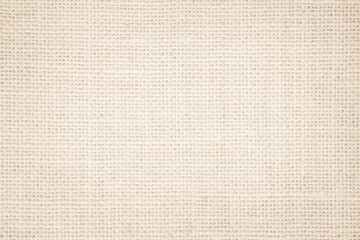 Fototapeta na wymiar Jute hessian sackcloth burlap canvas woven texture background pattern in light beige cream brown color blank. 
