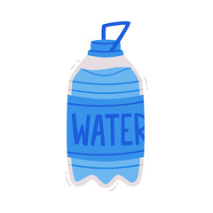 Water in Closed Plastic Bottle with H2O Pure Liquid Poured Inside Vector Illustration