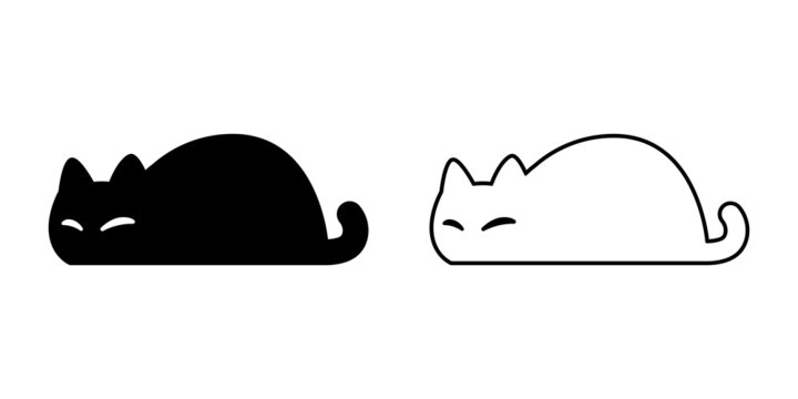 cat vector kitten calico icon sleeping cartoon character logo symbol isolated doodle illustration design clip art