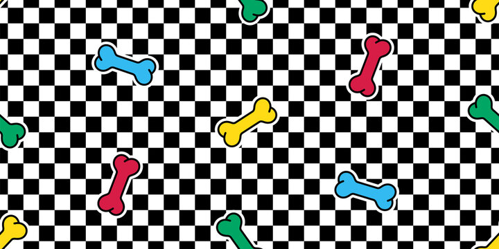 dog bone seamless pattern footprint checked french bulldog vector puppy pet breed cartoon doodle repeat wallpaper tile background illustration design isolated