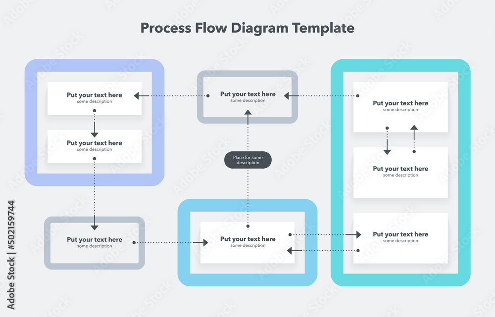 Poster Simple modern template for process flow diagram. Flat design, easy to use for your website or presentation.