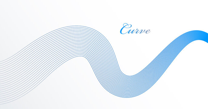 Abstract elegant blue curvy thin lines vector abstract background, elegant light stripy design element, template for banner or poster and other ads.