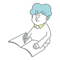 勉強をしている子供のイラスト素材