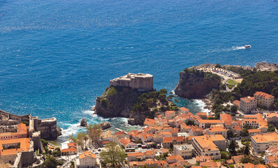 Aerial view of the old town Dubrovnik with red roofs, Croatia. © Sergey Fedoskin