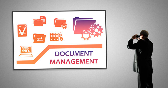 Document management concept on a whiteboard