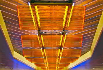 Colorful champagne club Art deco design inspired ocean liner lounge on Costa cruiseship or cruise...