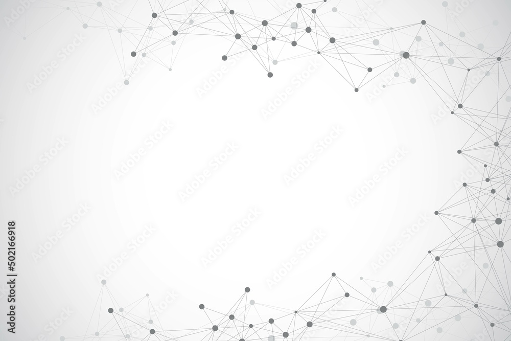 Leinwandbilder Geometric graphic background molecule and communication. Big data complex with compounds. Lines plexus, minimal array. Digital data visualization. Scientific cybernetic illustration.