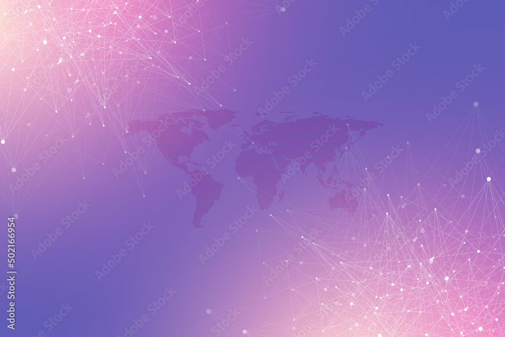 Leinwandbilder Geometric blue graphic background molecule and communication. Big data complex with compounds. Lines plexus, minimal array. Digital data visualization. Scientific cybernetic illustration.