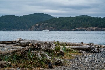Fototapeta na wymiar An overlooking landscape view of Whidbey Island, Washington