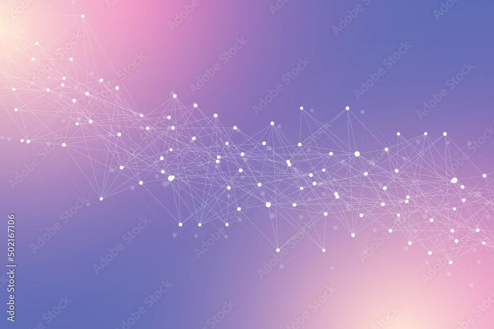 Aufkleber Technology abstract background with connected line and dots. Big data visualization. Artificial Intelligence and Machine Learning Concept Background. Analytical networks illustration