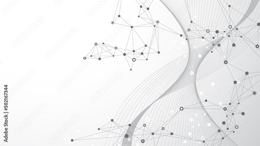 Aufkleber Technology abstract background with connected line and dots. Big data visualization. Artificial Intelligence and Machine Learning Concept Background. Analytical networks illustration