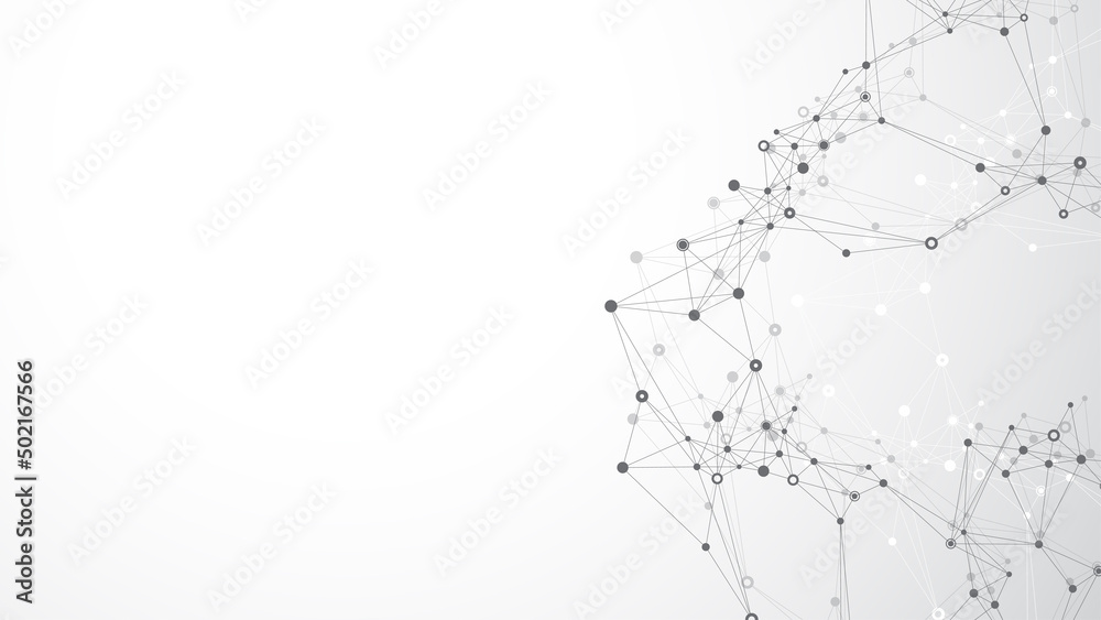 Aufkleber Geometric abstract background with connected lines and dots. Connectivity flow point. Molecule and communication background. Graphic connection background for your design illustration.