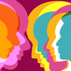 Sadness, depression, alone woman concept. Vector ilustration.