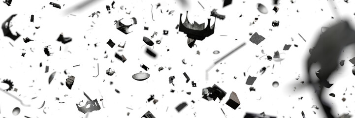 space debris in Earth orbit, dangerous flying trash isolated on white background banner © dottedyeti