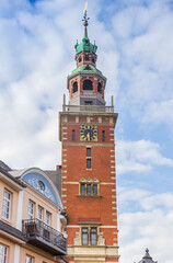 Fototapeta na wymiar Tower of the historic town hall building in Leer, Germany